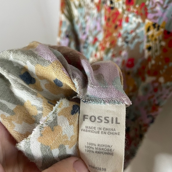 Fossil Vibrant Floral Print Bias Cut Midi Dress - Picture 8 of 8
